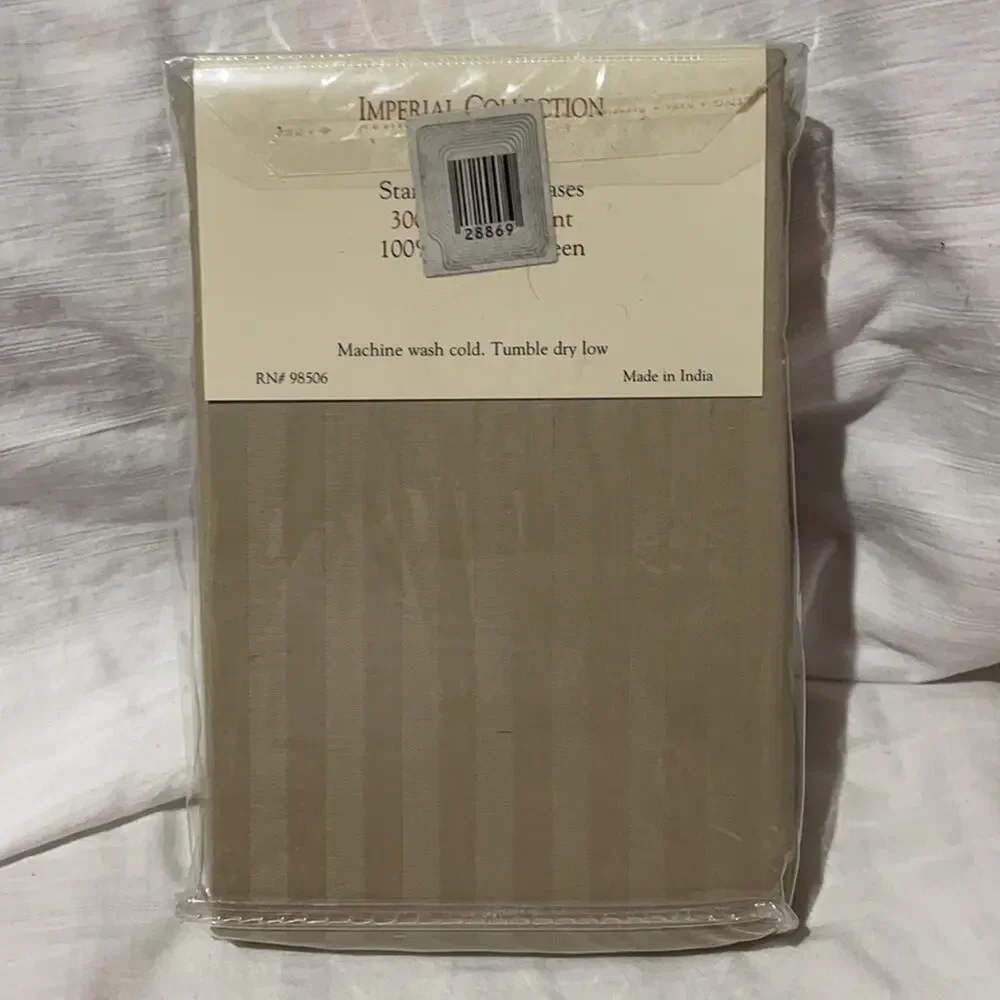 Imperial collection 300 thread count tan on tan stripe pillow case nwt standard